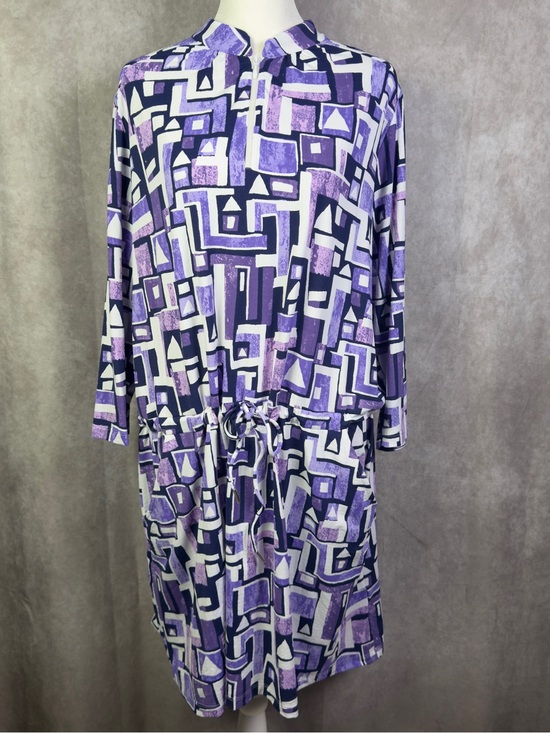 IBKUL Dresses & Skirts - IBKUL Dress Womens Dress XL Purple Geometric Quarter Zip Waist Tie Athletic